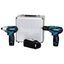 Kit Furadeira/Parafusadeira + Parafusadeira de Impacto Makita LCT204 2 Baterias 12V