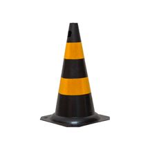 Cone sinalização Plastcor 50 cm preto/amarelo refletivo PVC Flex