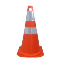 Cone sinalização Plastcor 75 cm Laranja/Branco refletivo PVC flex
