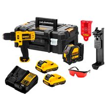 Kit Furadeira/Parafusadeira de Impacto Dewalt + Nível Laser DCK205D2T 2 Baterias, Carregador e Acessórios