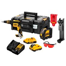 Kit Parafusadeira Drywall Dewalt + Nível Laser DCK246D2T 2 Baterias, Carregador, Óculos e Acessórios