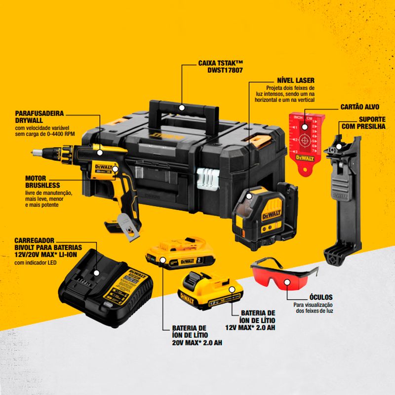 Kit-Parafusadeira-Drywall-Dewalt---Nivel-Laser-DCK246D2T_principal