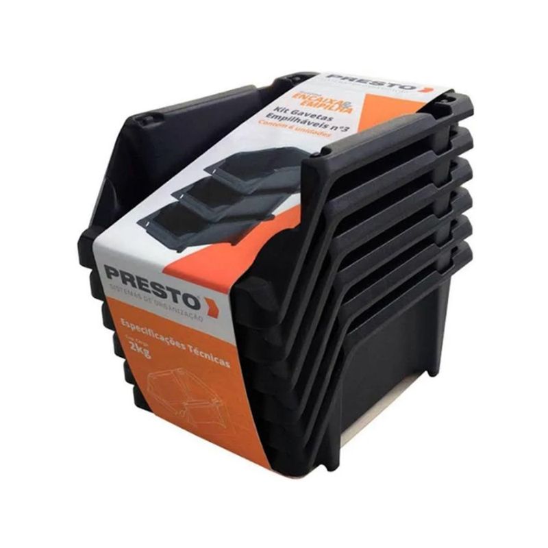 Kit-com-6-Gavetas-Presto-Nº3-Preta-Sistema-Encaixa