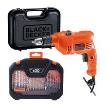 Kit Furadeira Impacto 3/8" Black & Decker TM500K 560W e Jogo de Ferramentas A7183-Xj com 30 Peças