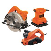 Kit Serra Circular 7.1/4" Black & Decker CS1024 1500W, Plaina 7698-B2 650W e Lixadeira Orbital 4.1/2" BS200 200W