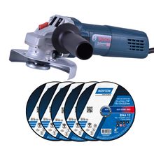 Kit Esmerilhadeira Angular Bosch 4.1/2" GWS9-125 + 5 Discos de Corte Norton BNA 12