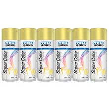 Kit 6 Tintas Spray Metálico Ouro Tekbond Super Color 350mL