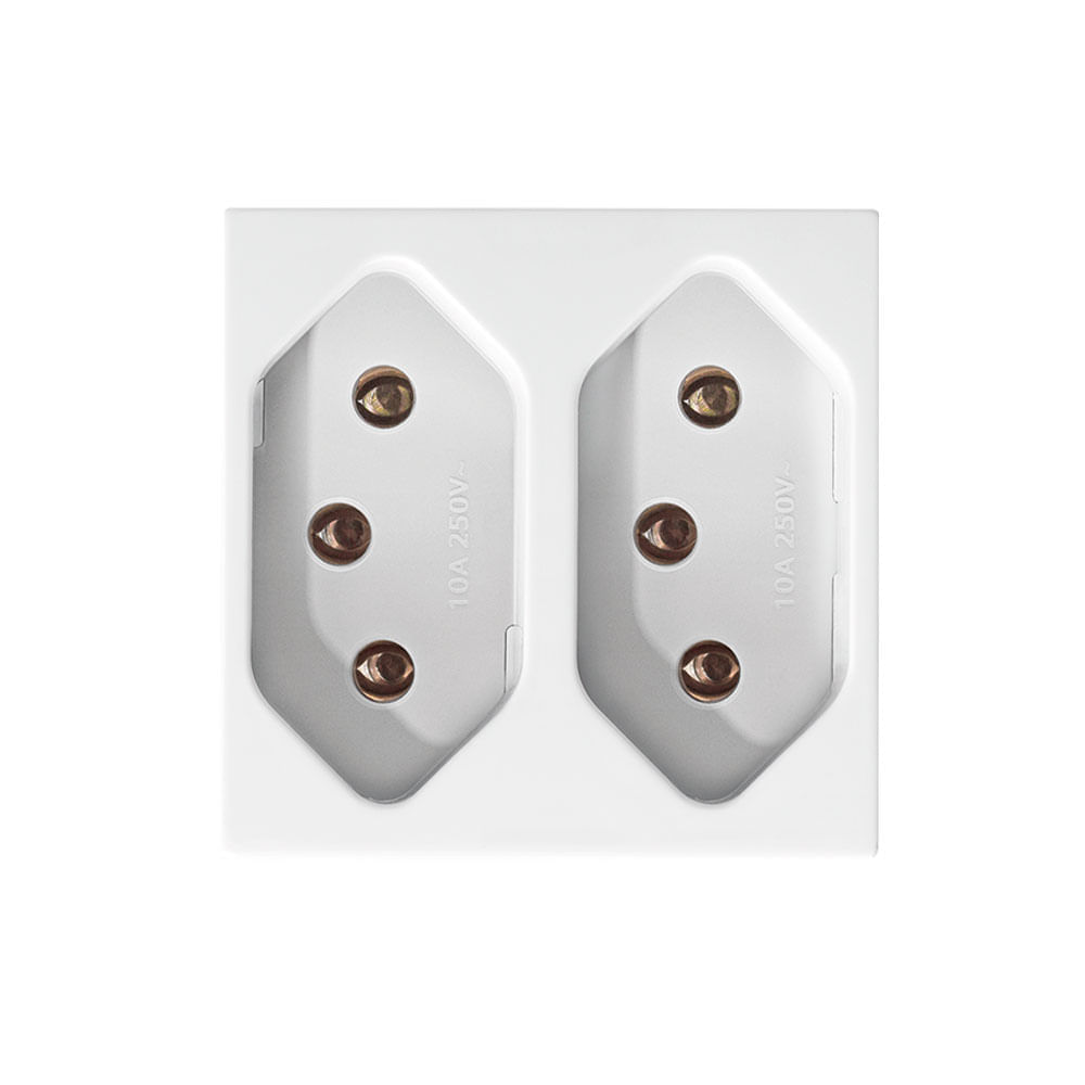 Encontraproduto.com.br - Módulo Tomada 2P+T Duplex 20A 250V ~ Branco Revitá - Soprano