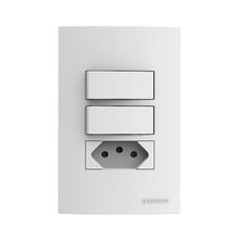 Conjunto Montado 4X2 3 Funções 2X Interruptor Simples 10A e Tomada 2P+T 10A 250V Atria Soprano Branco