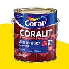 Tinta Esmalte Alto Brilho Coralit Ultra Resistência Coral Amarelo