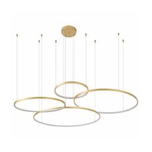Pendente Led 4 Aros Daire 110W Nordecor 3000K Dourado