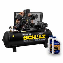 Kit Compressor de Ar 60pcm MSWV 60FO/425L 15Cv e 2 Óleos Minerais para Compressor 1L Schulz