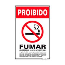 Placa de Sinalização em PS 20x30cm Proibido Fumar Lei Federal Sinalize
