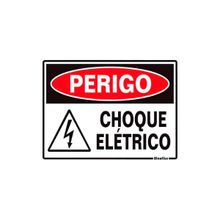 Placa de Sinalização em PS 15x20cm Perigo Choque Sinalize