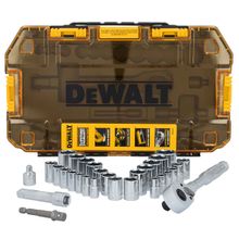Jogo de Soquetes 1/4" e 3/8" Dewalt com Catraca 30 Peças