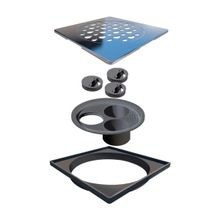 Grelha Quadrada com Porta Grelha e Acessórios Novii Inox Polido 150mm