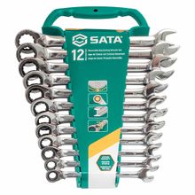 Jogo Chave Combinada 8 a 19MM com Catraca Reversível 12 Peças Sata