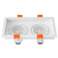 Spot de Embutir Quadrado Duplo Loyo Gu10 Mr16 2x Branco Nordecor