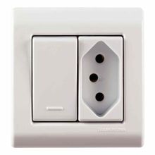 Caixa de Sobrepor Branco com 1 Interruptor Simples 10A e 1 Tomada 2P+T 10A 250V LizFlex Tramontina