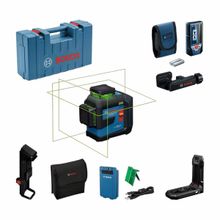Nível Laser com 3 Linhas Verdes 360° GLL 80-33G + Receptor LR7 Bosch com Maleta e Acessórios